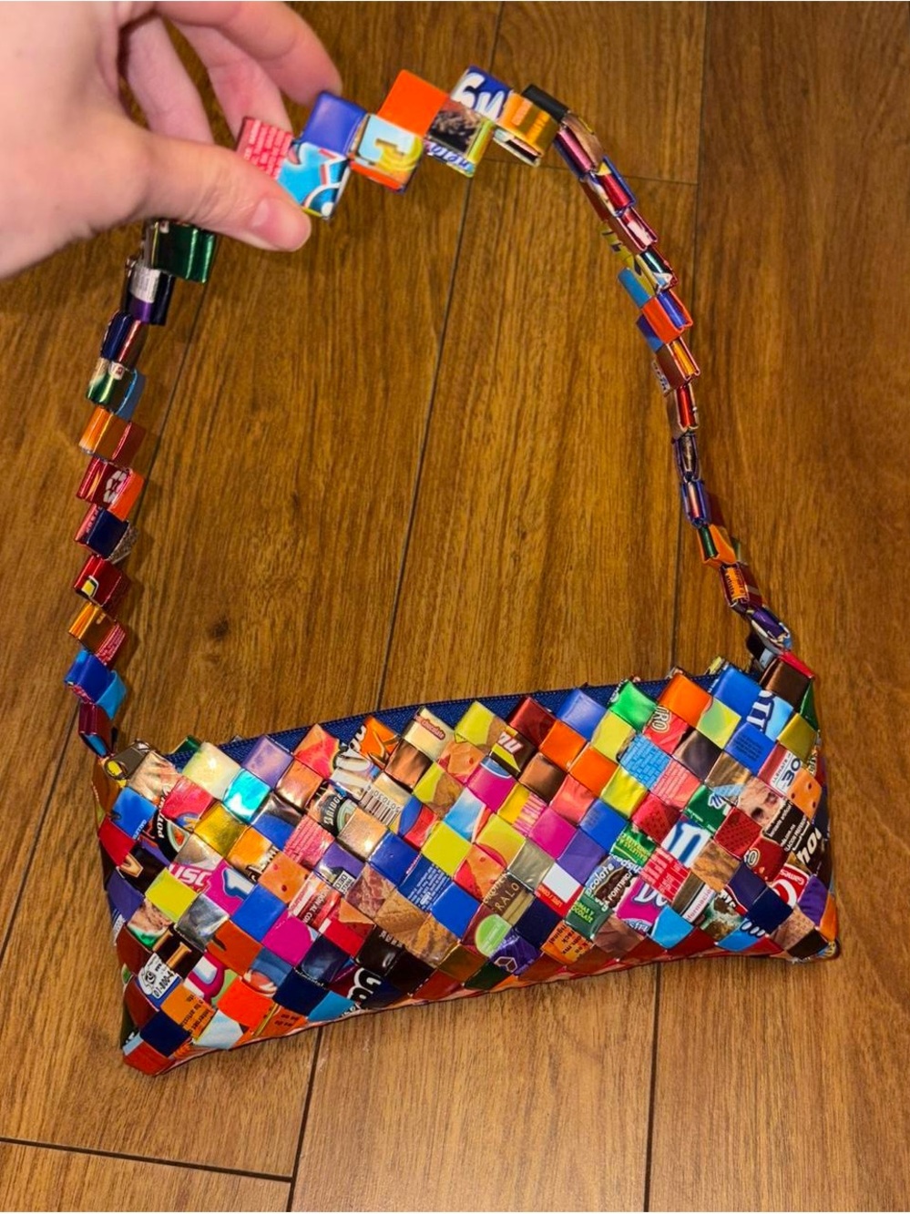 Multicolored Y2K woven purse with a unique design